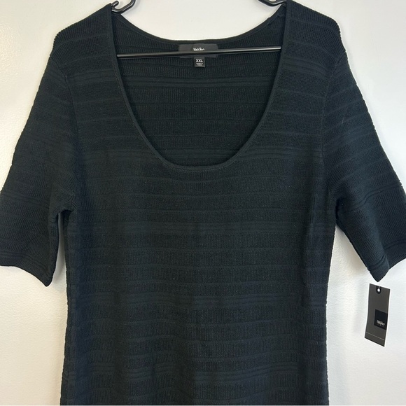 MWT Mossimo Black Knit Stretch Short Sleeve Fit & Flare Dress Size XXL - Picture 2 of 8